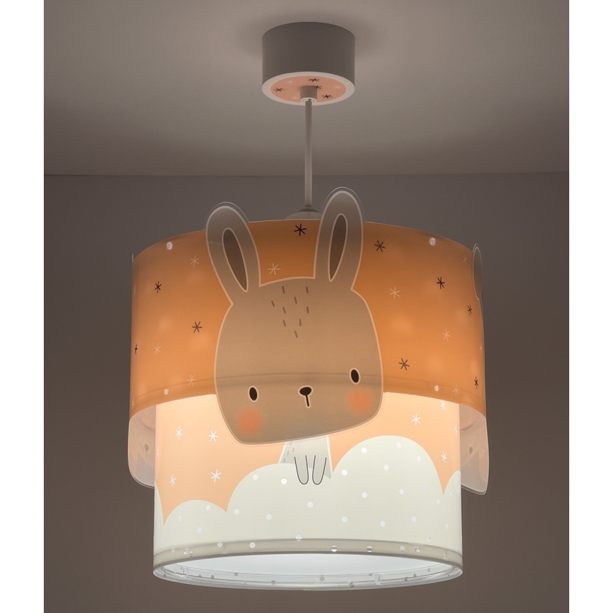 Dalber 61152S - Pendel til børn BUNNY 1xE27/60W/230V orange