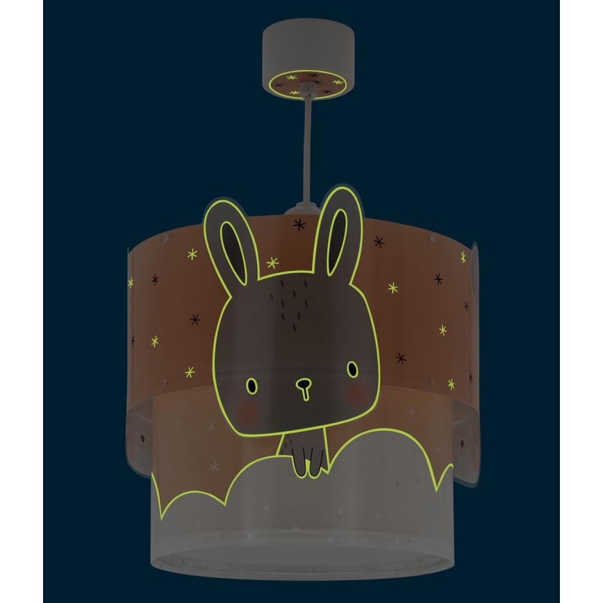 Dalber 61152S - Pendel til børn BUNNY 1xE27/60W/230V orange
