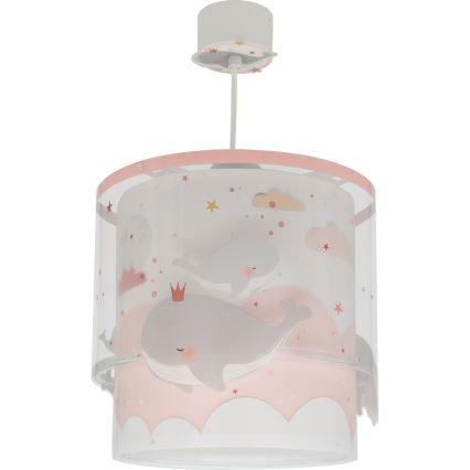 Dalber 61172S - Pendel til børn WHALE DREAMS 1xE27/15W/230V lyserød