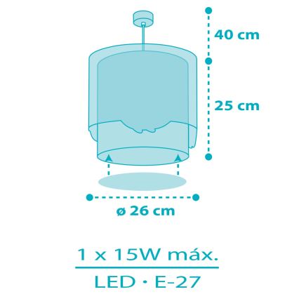 Dalber 61172T - Pendel til børn WHALE DREAMS 1xE27/15W/230V blå