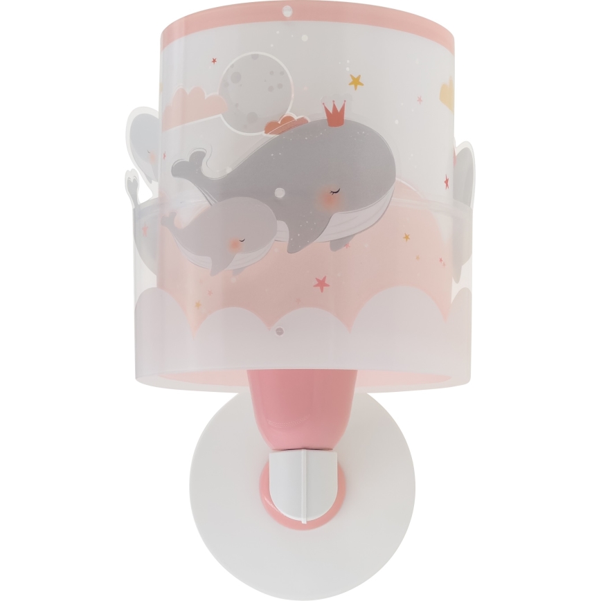 Dalber 61179S - Væglampe til børn WHALE DREAMS 1xE27/15W/230V lyserød