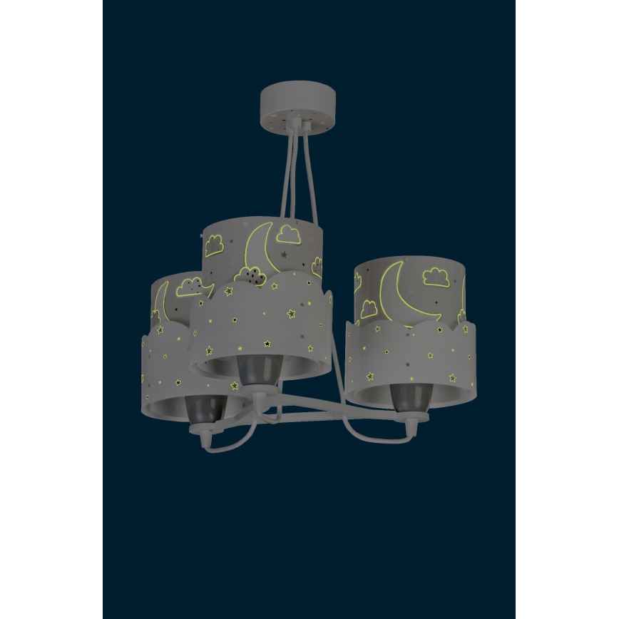 Dalber 61237E - Lysekrone til børn MOON 3xE27/60W/230V