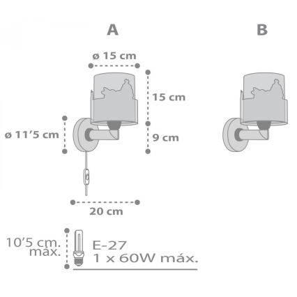 Dalber 61279 - Væglampe til børn LOVING DEER 1xE27/60W/230V