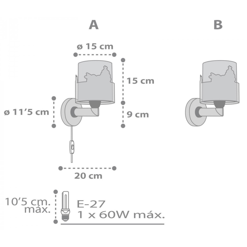Dalber 61279 - Væglampe til børn LOVING DEER 1xE27/60W/230V