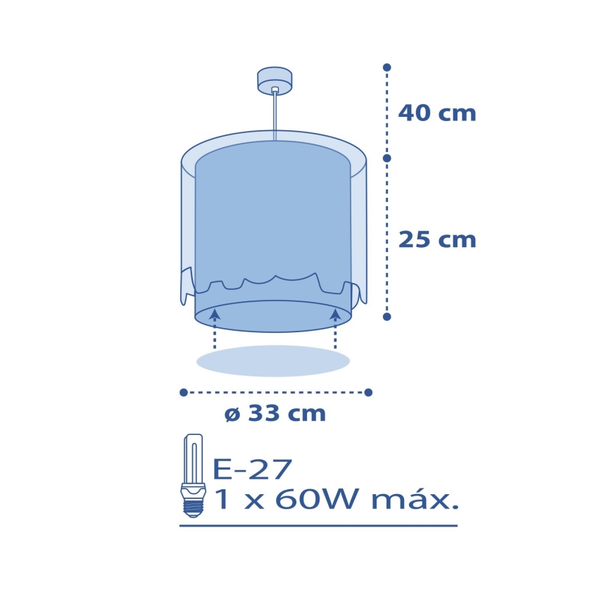 Dalber 61332T - Pendel til børn LITTLE ELEFANT 1xE27/60W/230V
