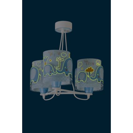 Dalber 61337T - Lysekrone for børn LITTLE ELEFANT 3xE27/60W/230V
