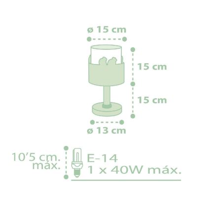 Dalber 61711H - Børnelampe SWEET LOVE 1xE14/40W/230V grøn