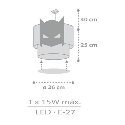 Dalber 61802 - Pendel til børn DARK HERO 1xE27/15W/230V