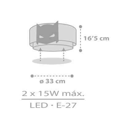 Dalber 61806 - Loftlampe til børn DARK HERO 2xE27/15W/230V