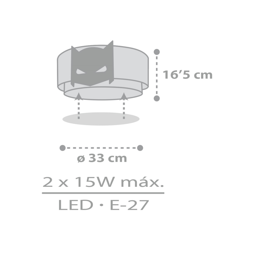 Dalber 61806 - Loftlampe til børn DARK HERO 2xE27/15W/230V