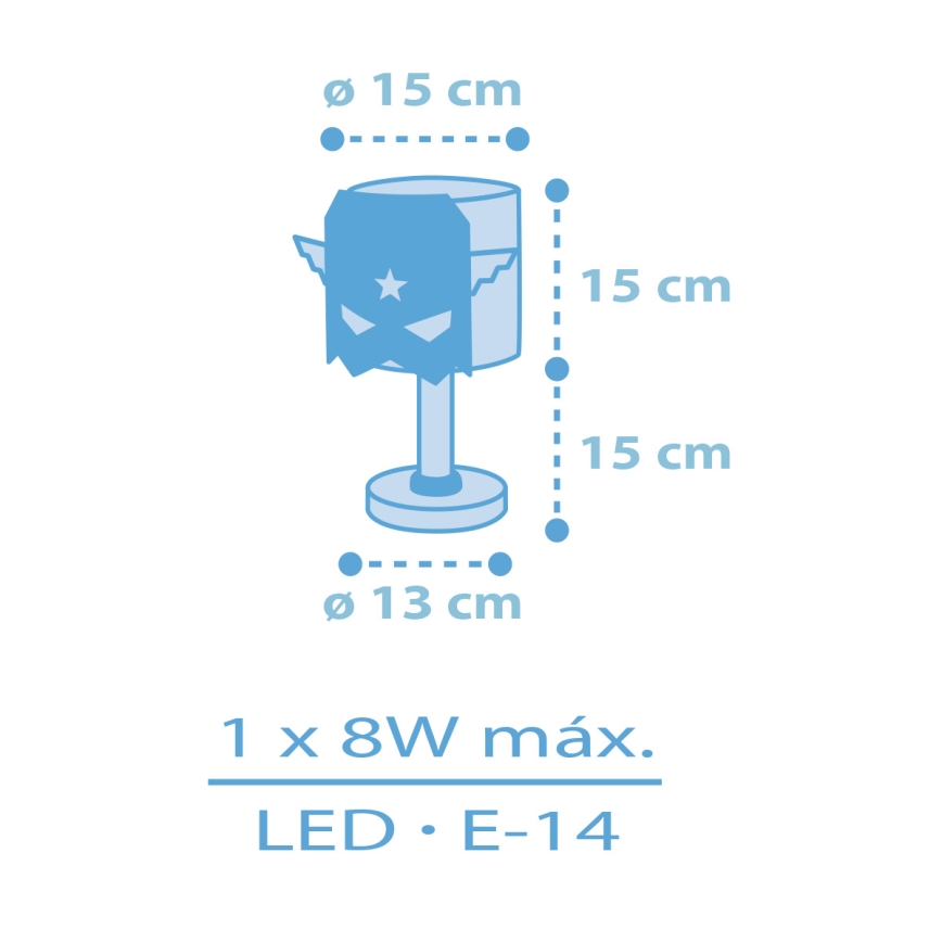 Dalber 61811 - Børnelampe BLÅ HERO 1xE14/8W/230V
