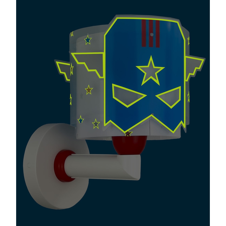 Dalber 61819 - Børnevæglampe BLUE HERO 1xE27/15W/230V