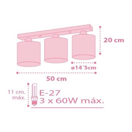 Dalber 62003S - Loftlampe til børn COLORS 3xE27/60W/230V