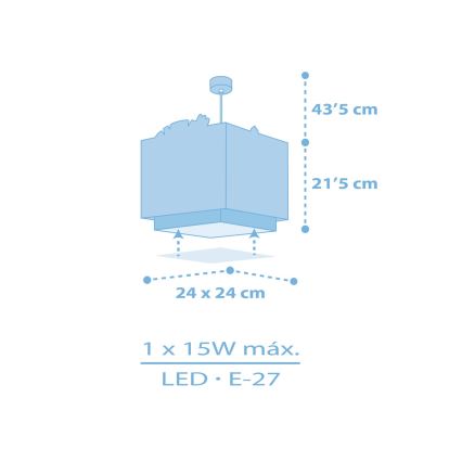 Dalber 63112T - Børnelampe JUNGLE 1xE27/15W/230V blå