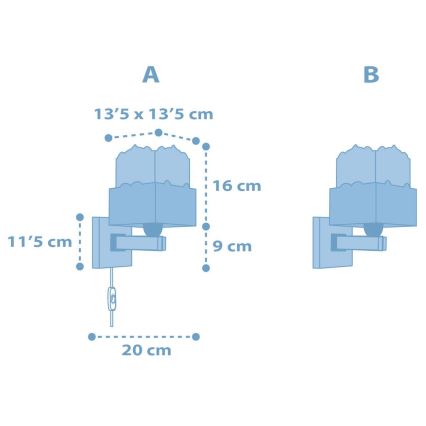Dalber 63169T - Væglampe til børn PANDA 1xE27/60W/230V blå