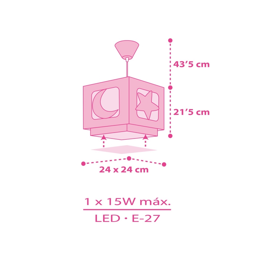 Dalber 63232S - Pendel til børn MOON LIGHT 1xE27/60W/230V