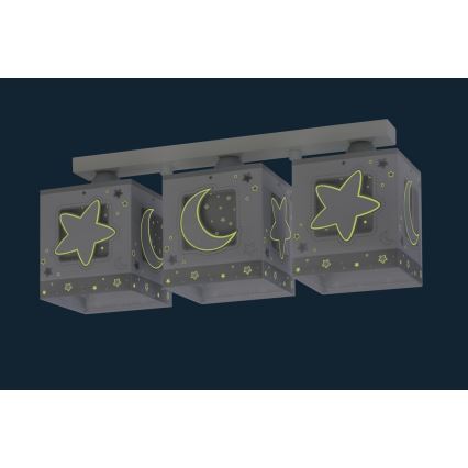 Dalber 63233NE - Loftlampe til børn MOONLIGHT 3xE27/60W/230V