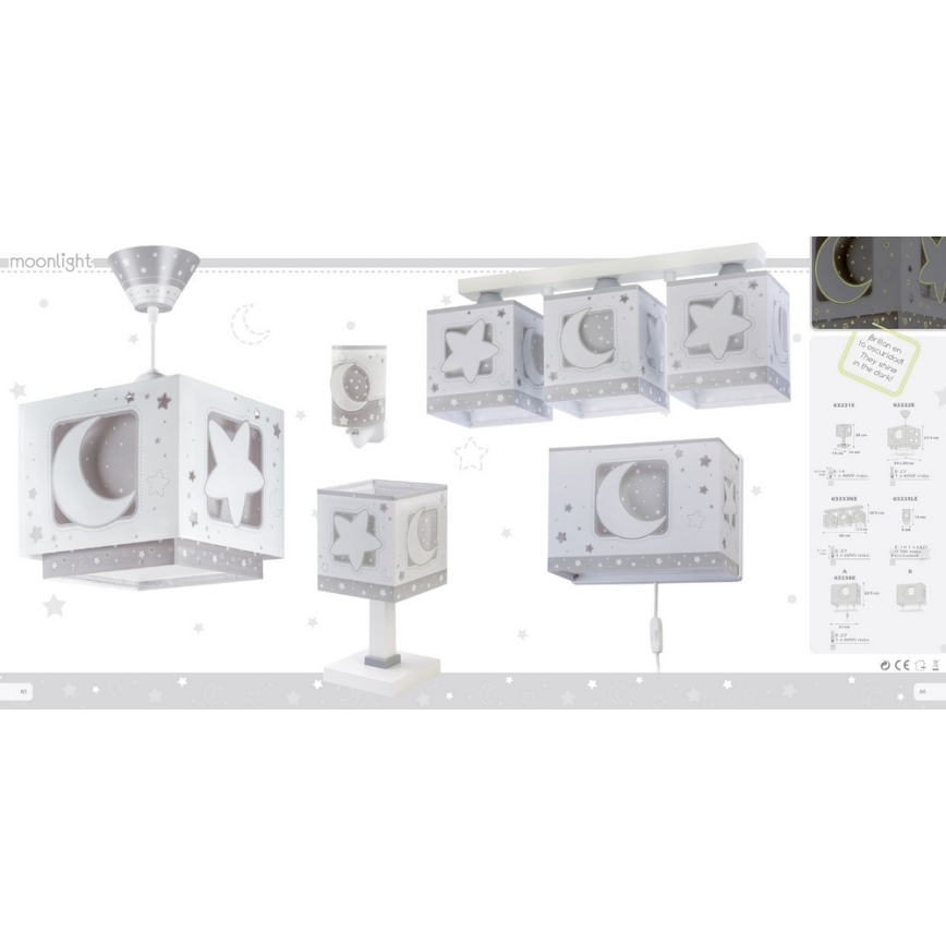 Dalber 63233NE - Loftlampe til børn MOONLIGHT 3xE27/60W/230V