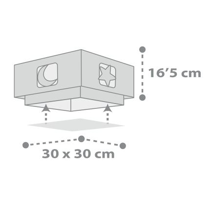 Dalber 63236E - Loftlampe til børn MOONLIGHT 2xE27/60W/230V grå