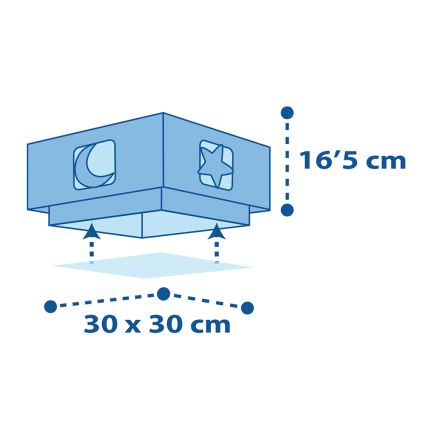 Dalber 63236T - Loftlampe til børn MOONLIGHT 2xE27/60W/230V blå