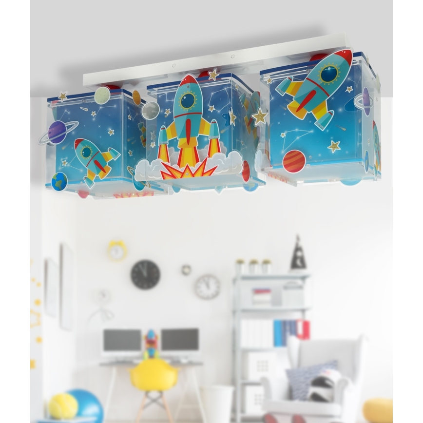 Dalber 63353 - Loftlampe til børn ROCKET 3xE27/15W/230V