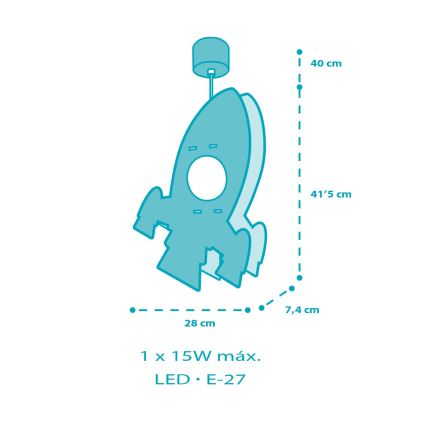 Dalber 63357 - Pendel til børn ROCKET 1xE27/15W/230V