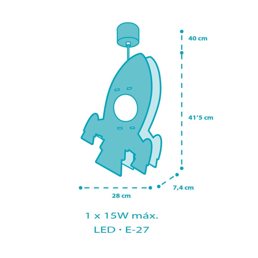 Dalber 63357 - Pendel til børn ROCKET 1xE27/15W/230V