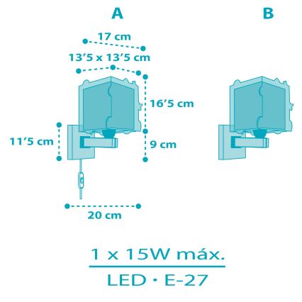 Dalber 63359 - Væglampe til børn ROCKET 1xE27/15W/230V