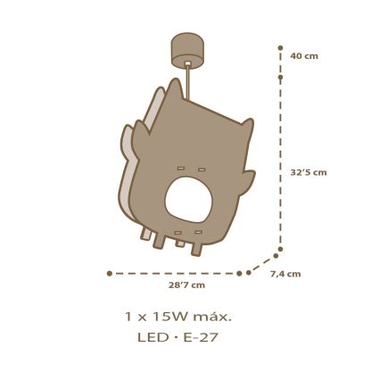 Dalber 63397 - Pendel til børn OWL 1xE27/15W/230V