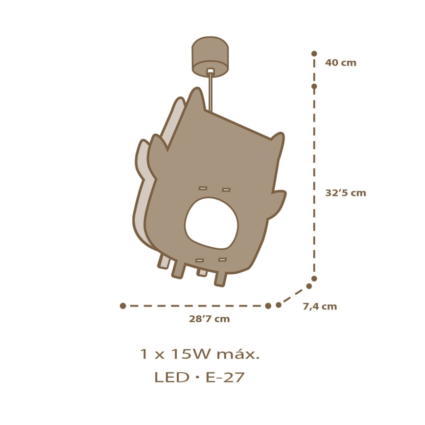 Dalber 63397 - Pendel til børn OWL 1xE27/15W/230V