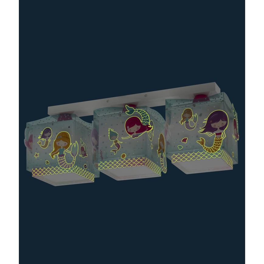 Dalber 63443 - Loftlampe til børn MERMAIDS 3xE27/60W/230V