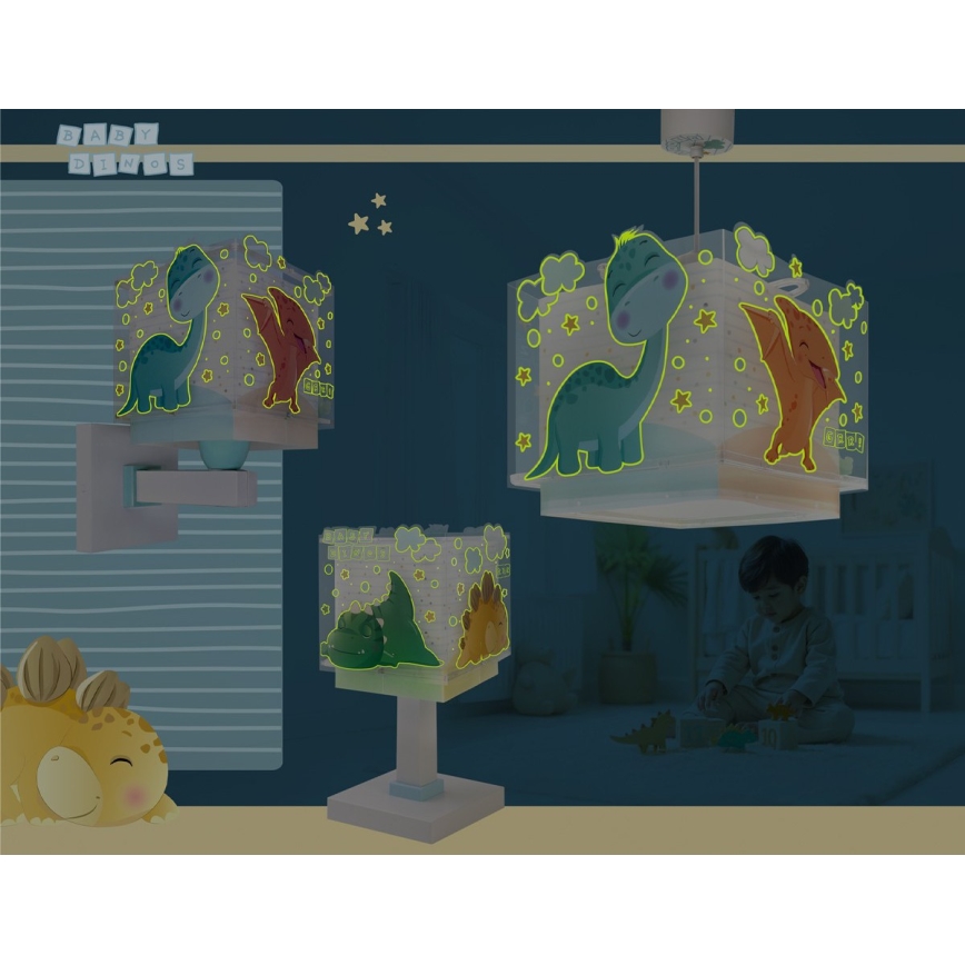 Dalber 63459 - Børnevæglampe BABY DINOS 1xE27/15W/230V farverig