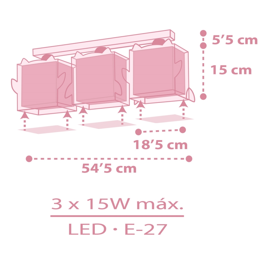 Dalber 64483 - Loftlampe til børn LITTLE FRIENDS 3xE27/15W/230V
