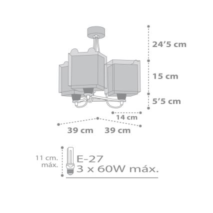 Dalber 64577 - Lysekrone for børn LITTLE TEDDY 3xE27/60W/230V