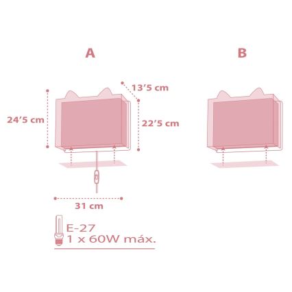 Dalber 64588 - Væglampe for børn LITTLE FOX 1xE27/60W/230V