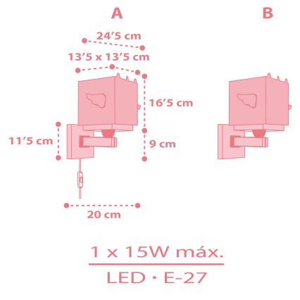 Dalber 64599 - Væglampe til børn LITTLE UNICORN 1xE27/15W/230V