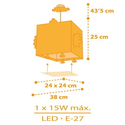 Dalber 64642 - Pendel til børn LITTLE CHICKEN 1xE27/15W/230V