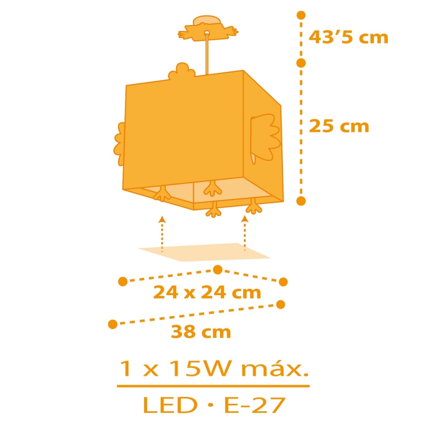 Dalber 64642 - Pendel til børn LITTLE CHICKEN 1xE27/15W/230V