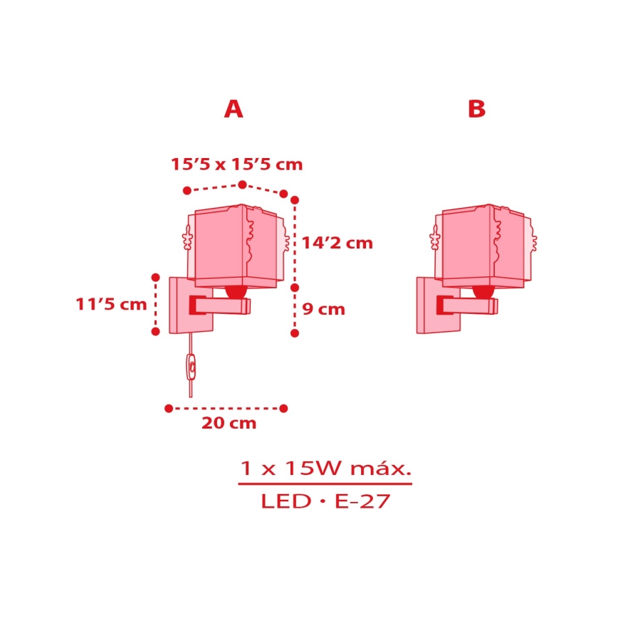 Dalber 73269 - Børnevæglampe HELLO KITTY 1xE27/15W/230V i lyserød