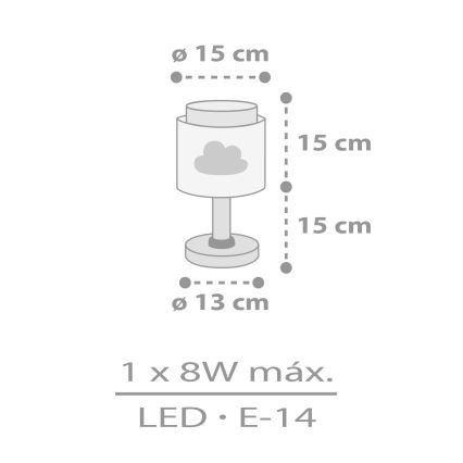 Dalber 76011E - Børnelampe BABY DREAMS 1xE14/8W/230V grå