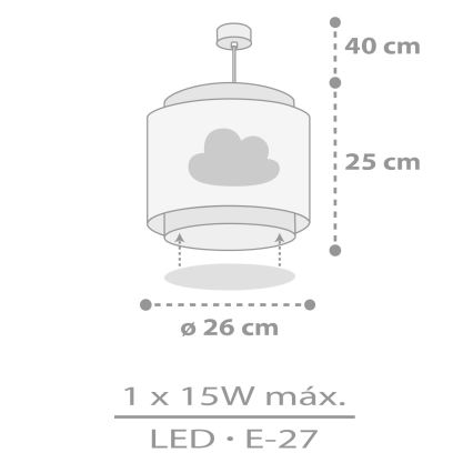 Dalber 76012E - Pendel til børn BABY DREAMS 1xE27/15W/230V grå