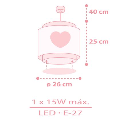 Dalber 76012S - Pendel til børn BABY DREAMS 1xE27/15W/230V lyserød