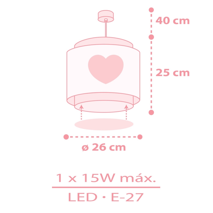 Dalber 76012S - Pendel til børn BABY DREAMS 1xE27/15W/230V lyserød