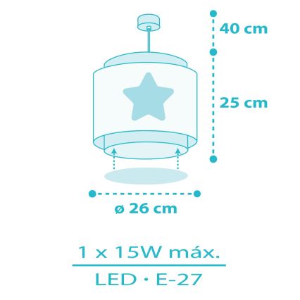 Dalber 76012T - Pendel til børn BABY DREAMS 1xE27/15W/230V blå