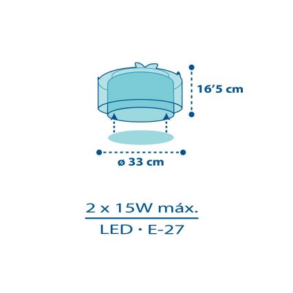 Dalber 76116 - Loftlampe til børn JUNGLE 2xE27/15W/230V