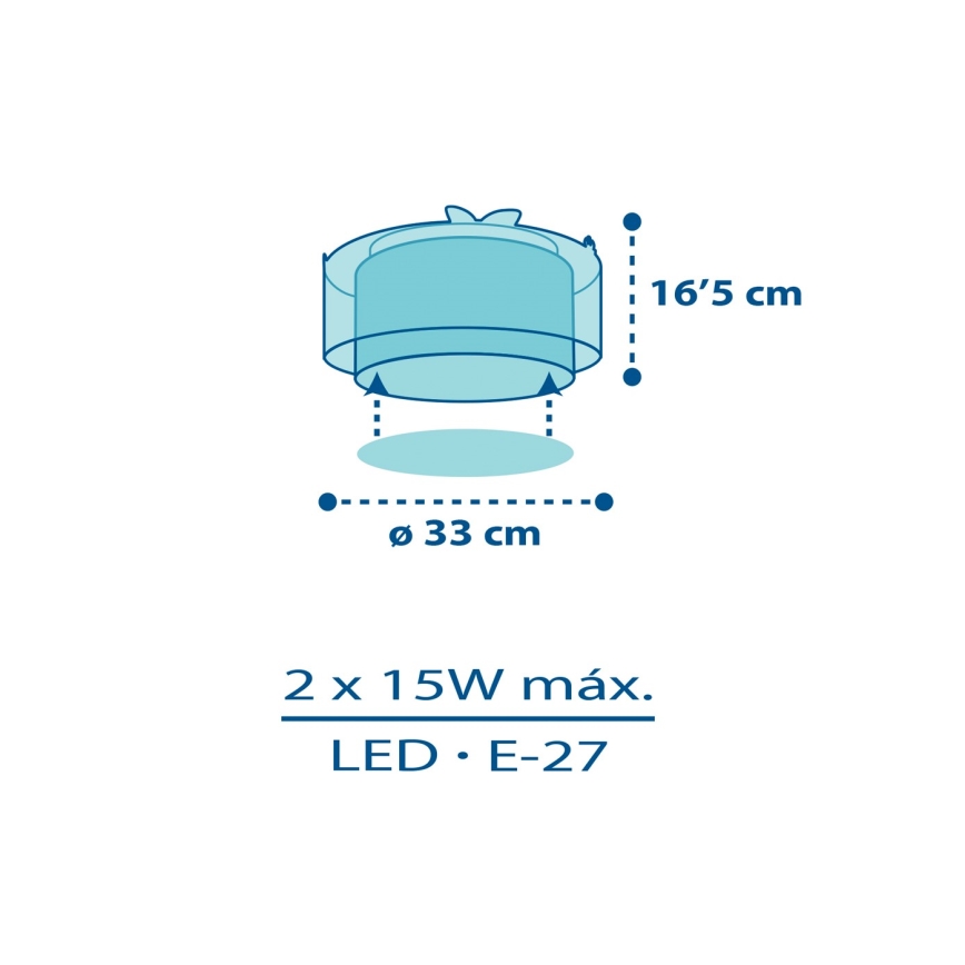 Dalber 76116 - Loftlampe til børn JUNGLE 2xE27/15W/230V