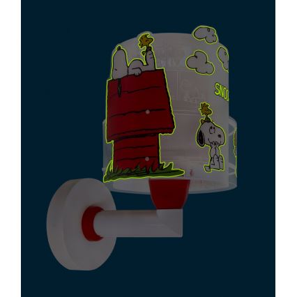 Dalber 76309 - Børnevæglampe SNOOPY 1xE27/15W/230V hvid/rød