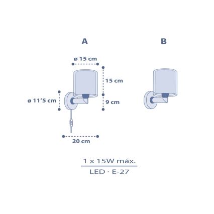 Dalber 76639 - Børnevæglampe MOON DREAMS 1xE27/15W/230V blå