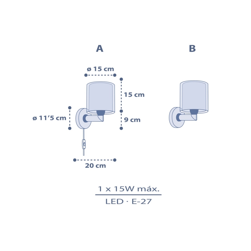 Dalber 76639 - Børnevæglampe MOON DREAMS 1xE27/15W/230V blå