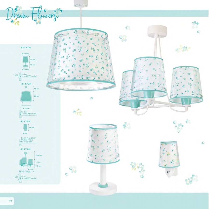 Dalber 81171H - Lampe for børn DREAM FLOWERS 1xE14/40W/230V